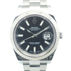 【中古】ROLEX (ロレックス) 116234 デイトジャスト2 ランダム番 黒文字盤 約41mm 自動巻き OH済 外装仕上げ済み ステンレススティール ホワイトゴールド メンズ 腕時計 【USED-AB】