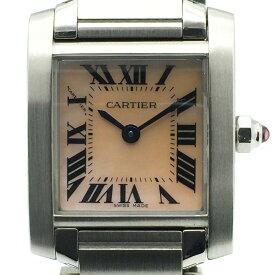【中古】 Cartier (カルティエ) W51028Q3 タンクフランセーズSM 約20mm クォーツ 電池式 腕時計 ピンクシェル文字盤 SS ステンレススティール ウォッチ レディース 【USED-SA】