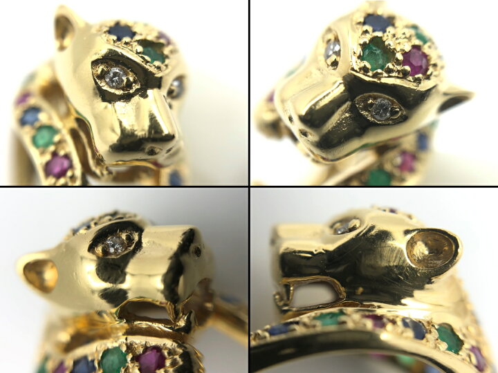 楽天市場】【中古】K18 ヒョウ 豹 パンサー リング 指輪 ルビー  