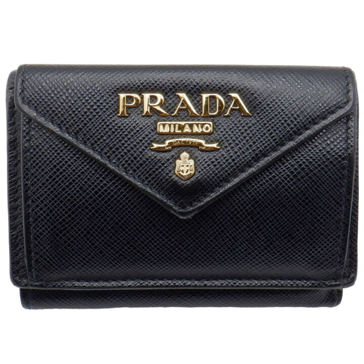 楽天市場】【中古】 PRADA (プラダ) 1MH021 3つ折り サフィアーノ 黒  