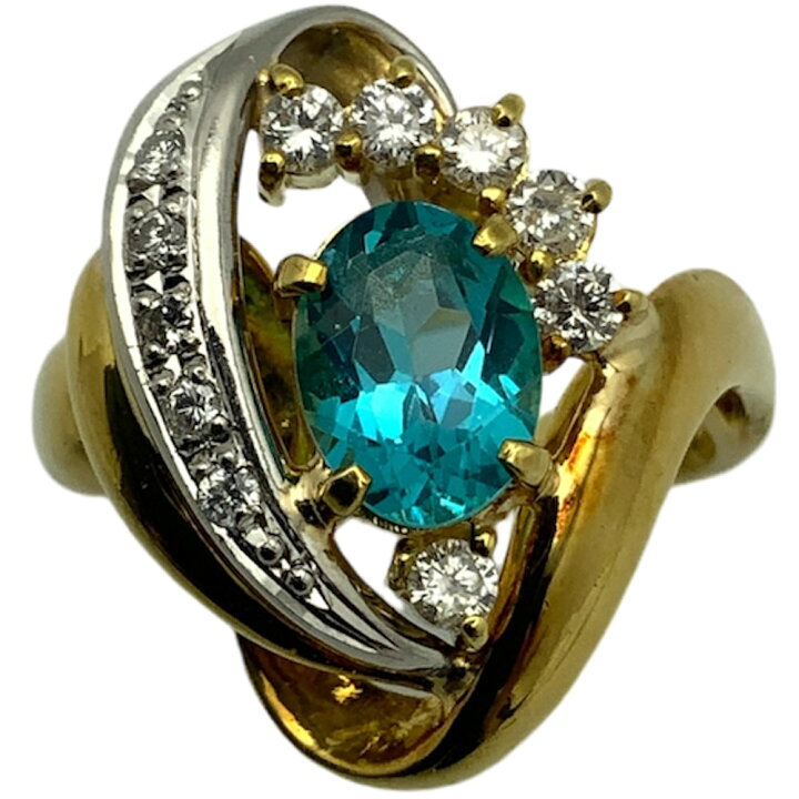 楽天市場】【中古】K18/Pt900 アパタイトダイヤリング 1.19ct/0.3ct 約 