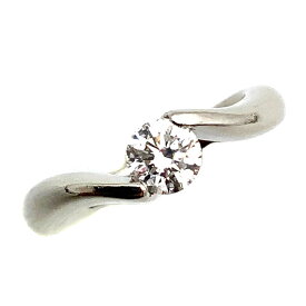【中古】Pt900ダイヤモンドリング　0.398ct　約8号　約5.2g　S字リング　引っかかりにくい　エンゲージリング　フォーマル　記念日　アニバーサリー　結婚記念日　普段遣いOK　【USED-A】