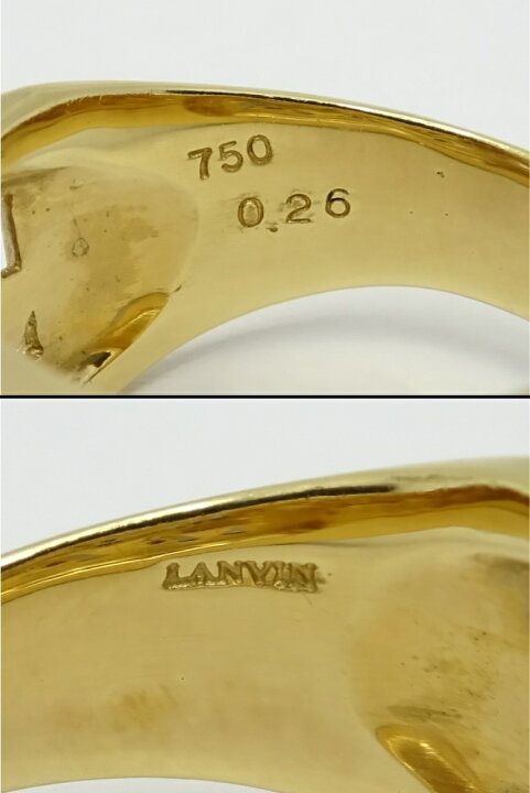 楽天市場】【中古】LANVIN （ランバン）750 赤石付きリング 0.26ct 約 