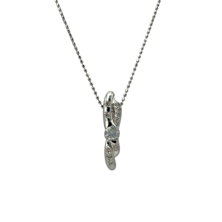 楽天市場】【中古】 K18WG ダイヤモンドネックレス ボールチェーン 
