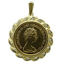 【中古】 K18枠 ソブリン 金貨 1ポンド (7.9g) コイントップ 1981 総重量 約13g K22 イエローゴールド ペンダント ネ…