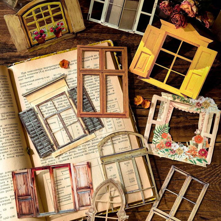 楽天市場】PA068 紙物素材 窓 ウインドウ 窓枠 コラージュ 素材  