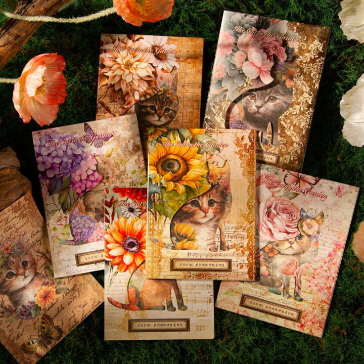 楽天市場】PA098 紙物素材 猫 ネコ 背景紙 コラージュ 素材 デザイン  