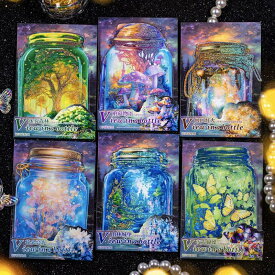 ST351 シール ボトル 瓶 ビン ガラス 蝶 キノコ 花 フレークシール PET コラージュ 素材 コラージュ シール コラージュシール コラージュ素材 ステッカー 紙もの 手帳 日記 ジャンクジャーナル 海外 紙モノ 紙物