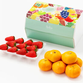 [贈答用]国産いちご（1パック）とみかん（8玉） 果物詰め合わせ フルーツギフト 詰め合わせ ギフト フルーツ くだもの 果物 いちご みかん 国産 旬 おしゃれ かわいい 贈答 御礼 御祝 内祝 内祝い 御供 供物 お供え お見舞い 御見舞 誕生日 お返し 市場直送 仲卸 プレゼント