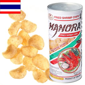 MANORA マノーラ フライドシュリンプチップス缶 90g エビ 海老 スナック THAILAND タイみやげ タイ土産 海外おみやげ 輸入菓子