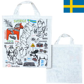 Sweden エコバッグ トートバッグ 縦45cm×横41cm 綿 コットン100% スウェーデン 北欧 輸入雑貨 かわいい キュート