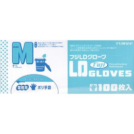 【送料無料】業務用ポリ手袋 フジLDグローブ ホワイト M 100枚 1ケース[4000枚:100枚入×40]