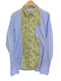 ☆SOPHNET. CAMOUFLAGE CENTER PANEL SHIRT ソフネット カモフラージュセンターパネルシャツ ストライプ 迷彩切替 大名店【中古】