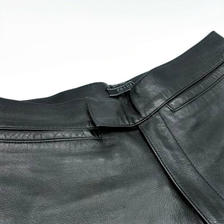 楽天市場】PRADA Leather Pants BLACK SIZE-46 BLACK プラダ レザー 