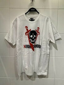 NEIGHBORHOOD 19ss VLONE NHVL.T-2/C-TEE.SS Lサイズネイバーフッド×ヴィーローン スカル半袖Tシャツ ホワイト 南堀江店【中古】