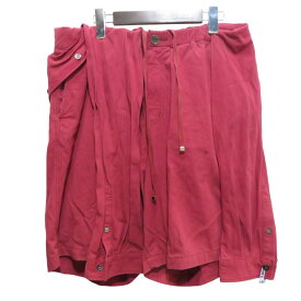 MIHARA YASUHIRO 23ss Mixed Shirts Easy Shorts A10PT065 SIZE-46 ミハラヤスヒロ ショーツ シャツ ドッキング パンツ レッド 大名店【中古】