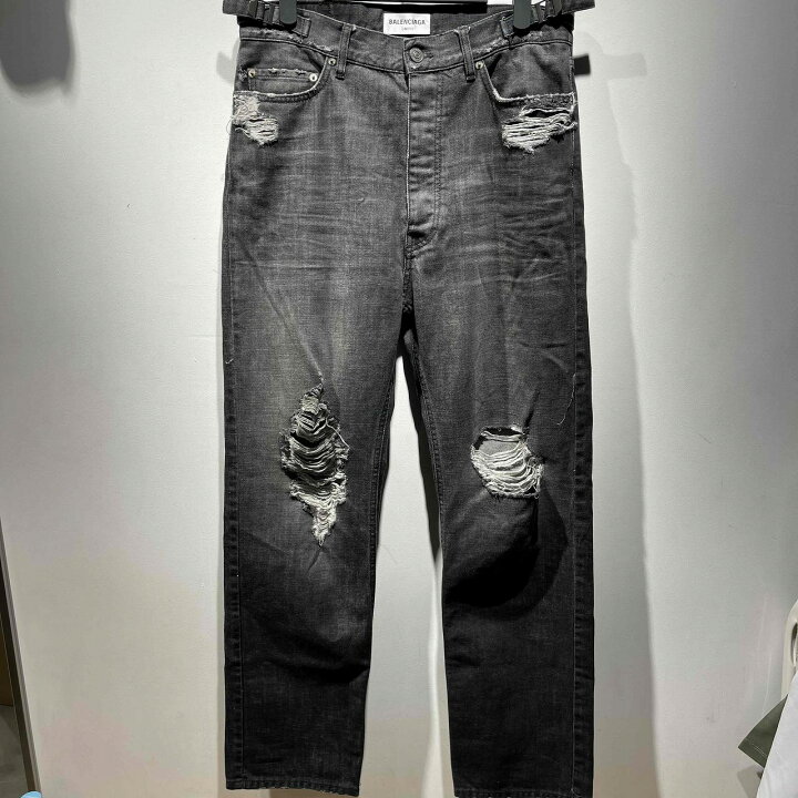 楽天市場】BALENCIAGA 22ss DESTOROY BLACK DENIM PANT SIZE-XS 697834 