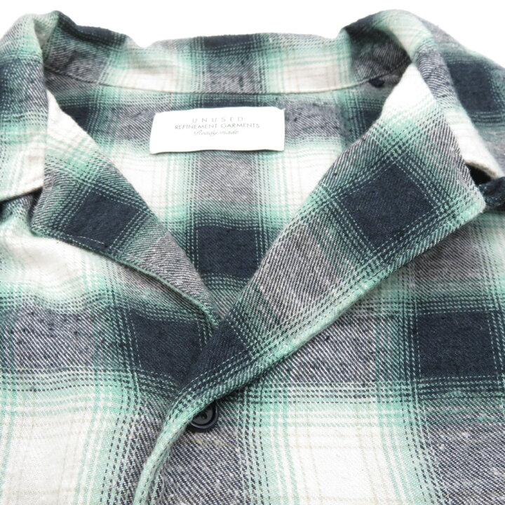 楽天市場】UNUSED 23ss OMBRE CHECK OPEN COLLAR SHIRT US2338 SIZE 2 