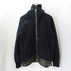 SACAI 23ss DRAWSTRING ZIP UP HOODIE 23-03058M SIZE 1 サカイ ドローストリング ハイネック ジップアップ パーカー フーディー 大名店【中古】