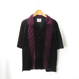 SON OF THE CHEESE Velour Stripe Shirt Size-L サノバチーズ ストライプ ベロア シャツ 大名店【中古】