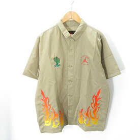 JORDAN 21ss Travis Scott Button Down Shirt Size-L CW3131-247 ジョーダン トラヴィス スコット ボタン ダウンン シャツ 大名店【中古】