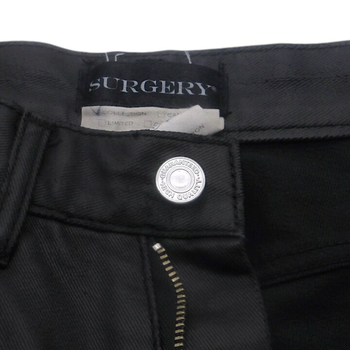楽天市場】SURGERY LONG LENGTH DOUBLE LEATHER JEANS BLACK サイズS