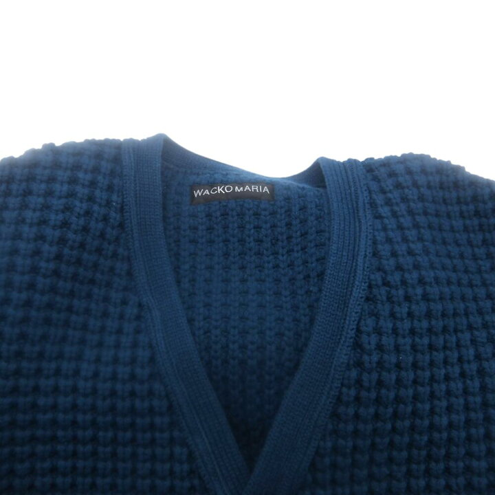 楽天市場】WACKO MARIA 24aw WAFFLE KNIT CARDIGAN BLUE サイズL ワコ 