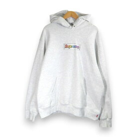 SUPREME 22ss Bling Box Logo Hooded Sweatshirt Ash Grey サイズL 紐無し シュプリーム ブリング ボックスロゴ フーデッドスウェットシャツ パーカー 大名店【中古】