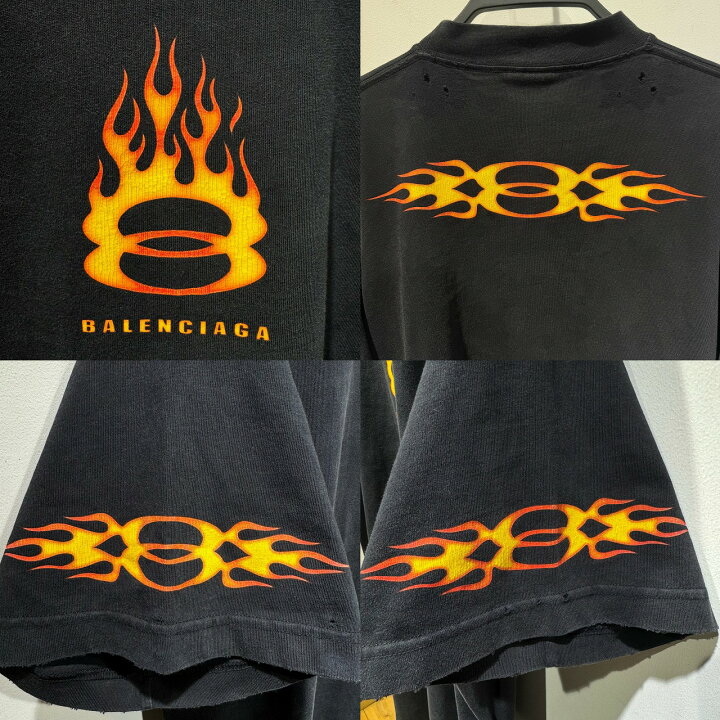 楽天市場】BALENCIAGA FLAME SHORT SLEEVE T-SHIRT SIZE-L 787349 
