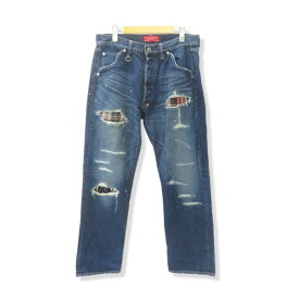 NITRAID FLANNEL REPAIR CRUSH JEANS サイズM NR009-PA04 ナイトレイド チェックフランネルリペアクラッシュデニムパンツ 大名店【中古】