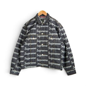 SUPREME 25aw Jacquard Logos Denim Trucker Jacket Indigo サイズL シュプリーム ジャカード ロゴ デニムトラッカージャケット 大名店【中古】