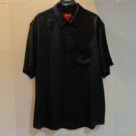 Supreme 22ss Tonal Monogram Silk S/S Shirt Size-XL シュプリーム トーナル モノグラム シルク エスエス シャツ ブラック 南堀江店【中古】