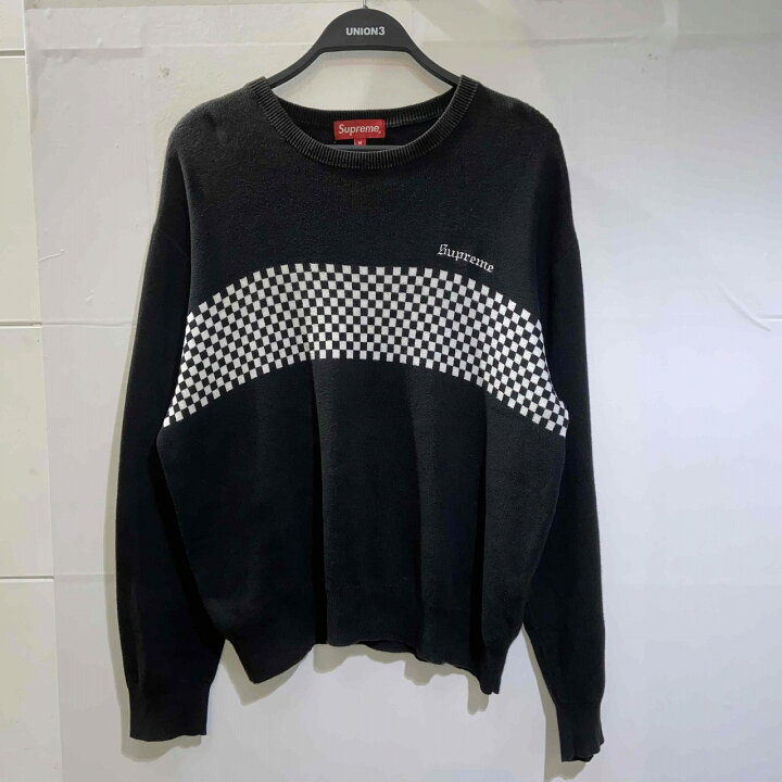 楽天市場】Supreme 18ss Checkered Panel Crewneck Sweater Size-M  