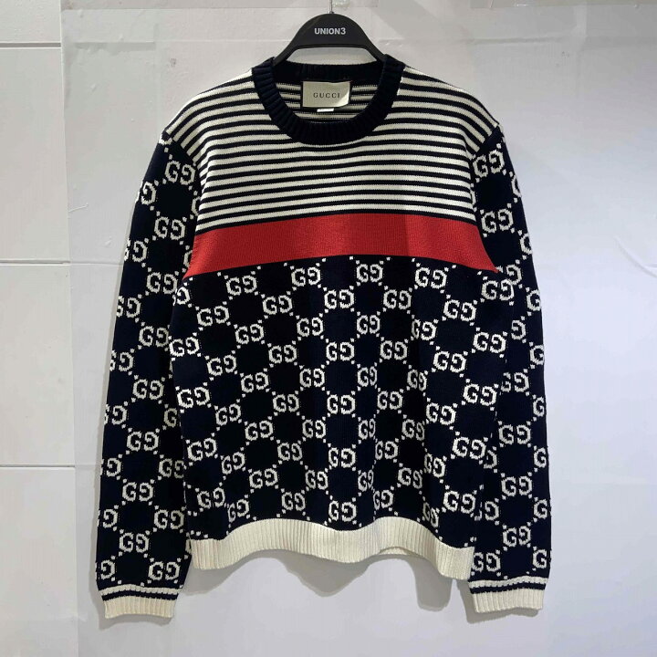 楽天市場】GUCCI GG JACQUARD BORDER KNIT Size-XL 496458-X9107  