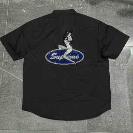 Supreme 25ss Rhinestone Pin Up S/S Work Shirt Size-L シュプリーム ラインストーンピンアップワーク半袖シャツ 南堀江店【中古】