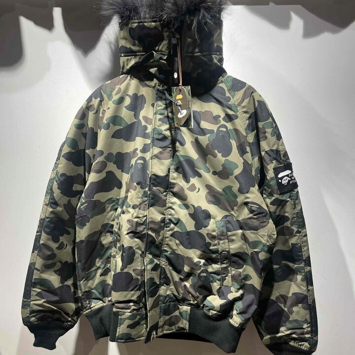 楽天市場】A BATHING APE 1ST CAMO FUR DOWN HOODIE JACKET Mサイズ 