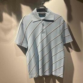 BALENCIAGA バレンシアガ 17ss "Polo T-Shirts" [L.BLUE] ストライプ ポロ シャツ Size-XS 460420 TUK30 心斎橋店【中古】