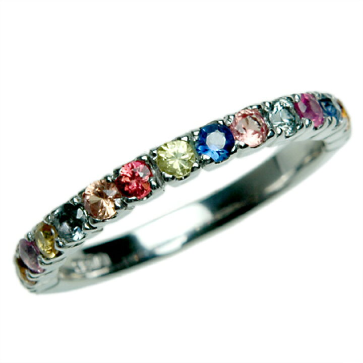 楽天市場】K18 マルチカラー サファイヤ エタニティーリング 15石  