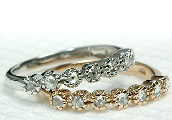 楽天市場】K18 リング セブンストーン ローズカットダイヤモンドリング  