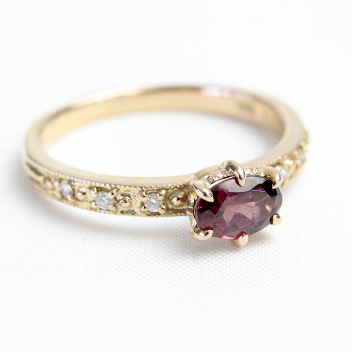 楽天市場】K18 ロードライトガーネット × ダイヤモンド リング  