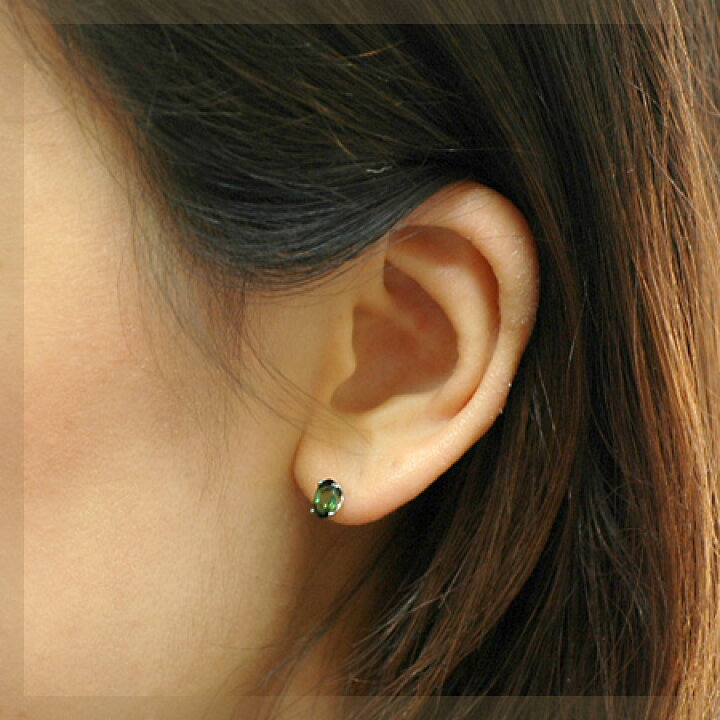 楽天市場】K18 グリーントルマリン ピアス 4.0mm×6.0mm : ジュエリー 