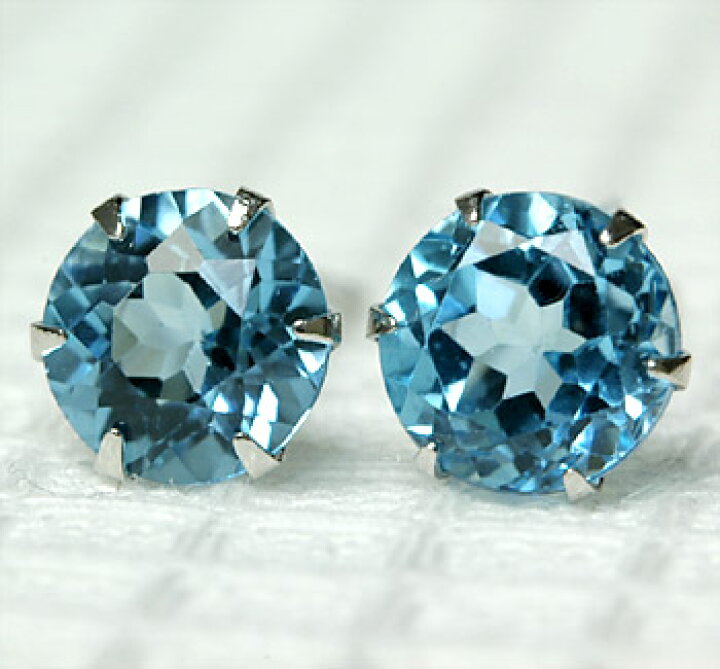楽天市場】プラチナ900 ブルートパーズ 5.0mm ピアス : ジュエリー 