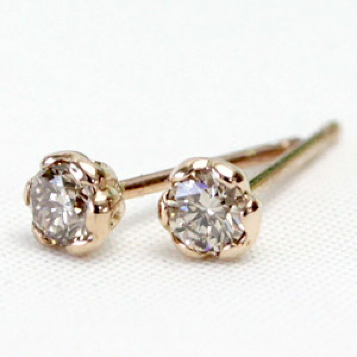 楽天市場】K18 シャンパンカラー ブラウンダイヤ ピアス 0.2ct 
