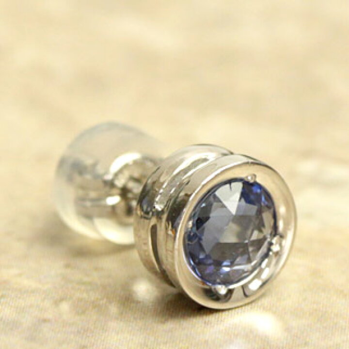 楽天市場】K18 ローズカット ブルー サファイヤ メンズピアス 約5.0mm 