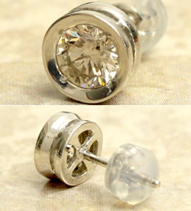 楽天市場】K18 シャンパン ブラウン ダイヤモンド メンズピアス 0.5ct 