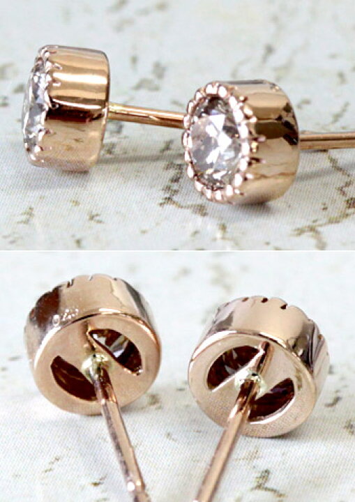楽天市場】K18 ダイヤモンド ピアス 0.5ct シャンパンカラー ブラウン  