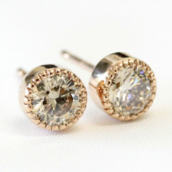 楽天市場】K18 シャンパンブラウン ダイヤモンド ピアス0.6ct K18  