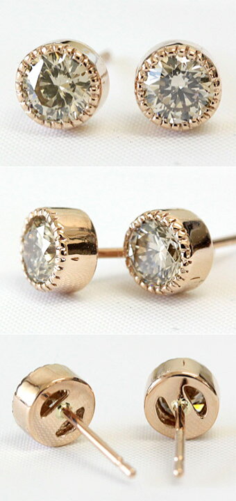楽天市場】K18 シャンパンブラウン ダイヤモンド ピアス0.6ct K18  