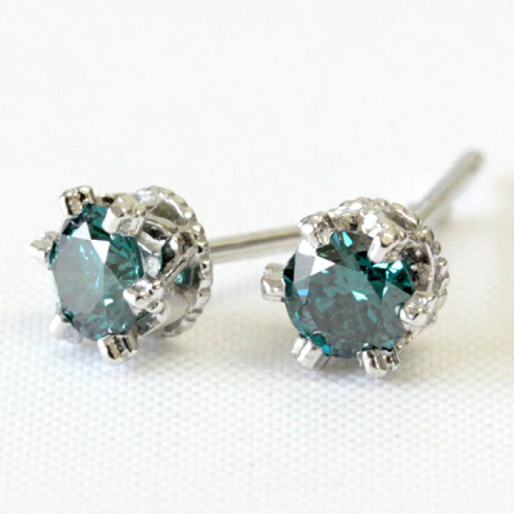 楽天市場】K18 SIクラス品質 ブルーダイヤモンド 0.3ct ピアス ブルー 