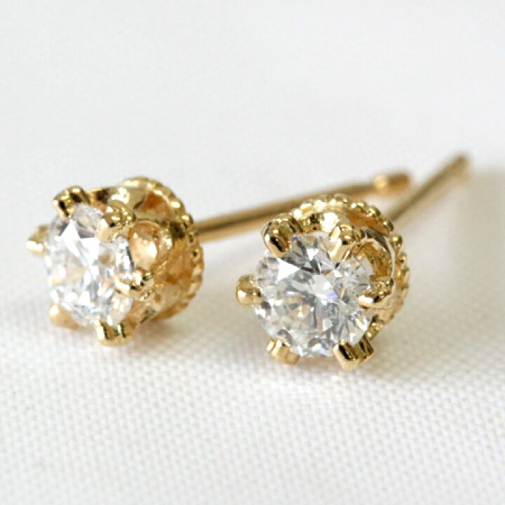 楽天市場】K18 ダイヤモンド 0.3ct ピアス ダイヤ ＜クラウンデザイン 